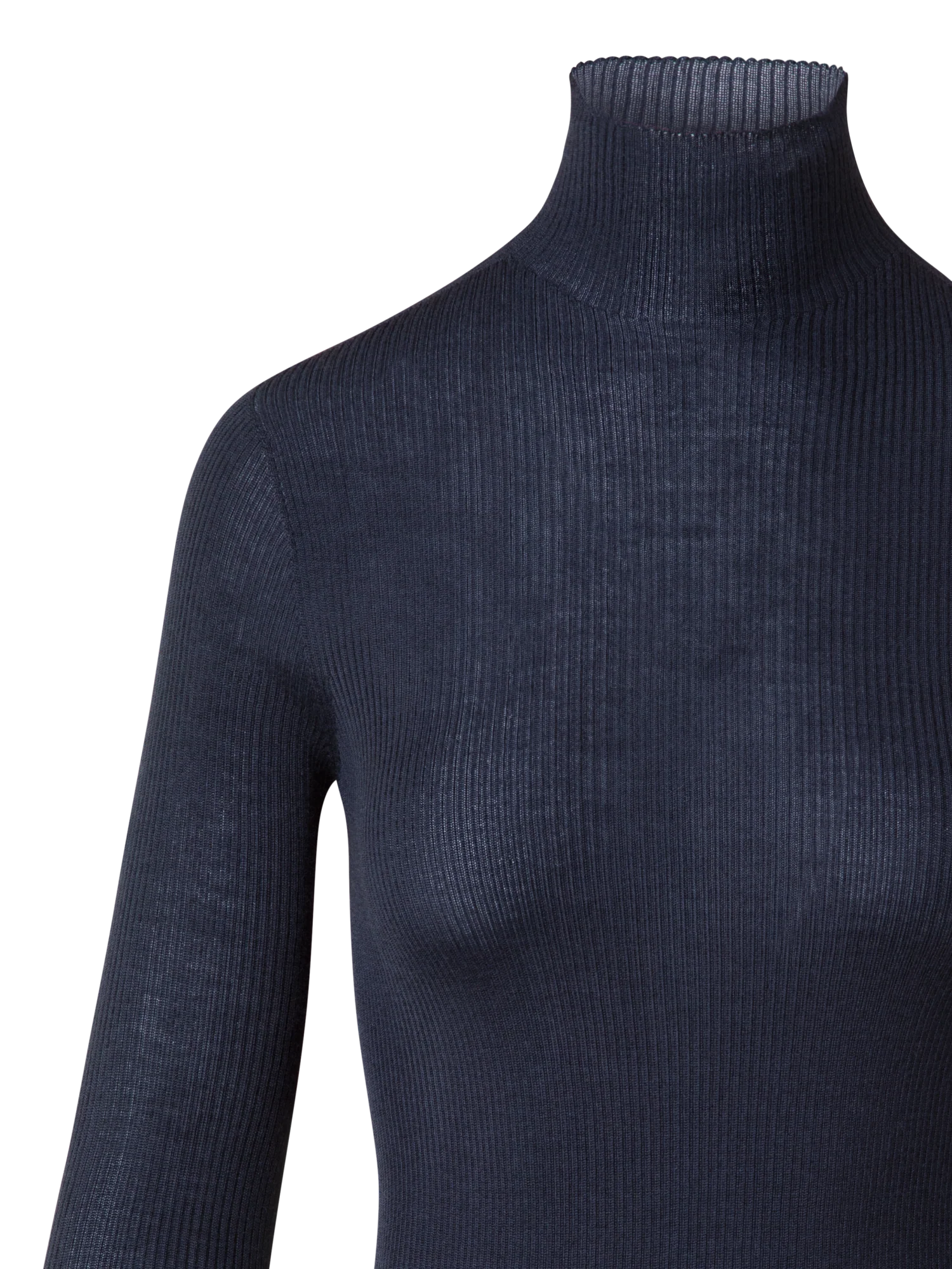 Fine Rib Cashmere Silk Mock Neck Pullover - Image 5