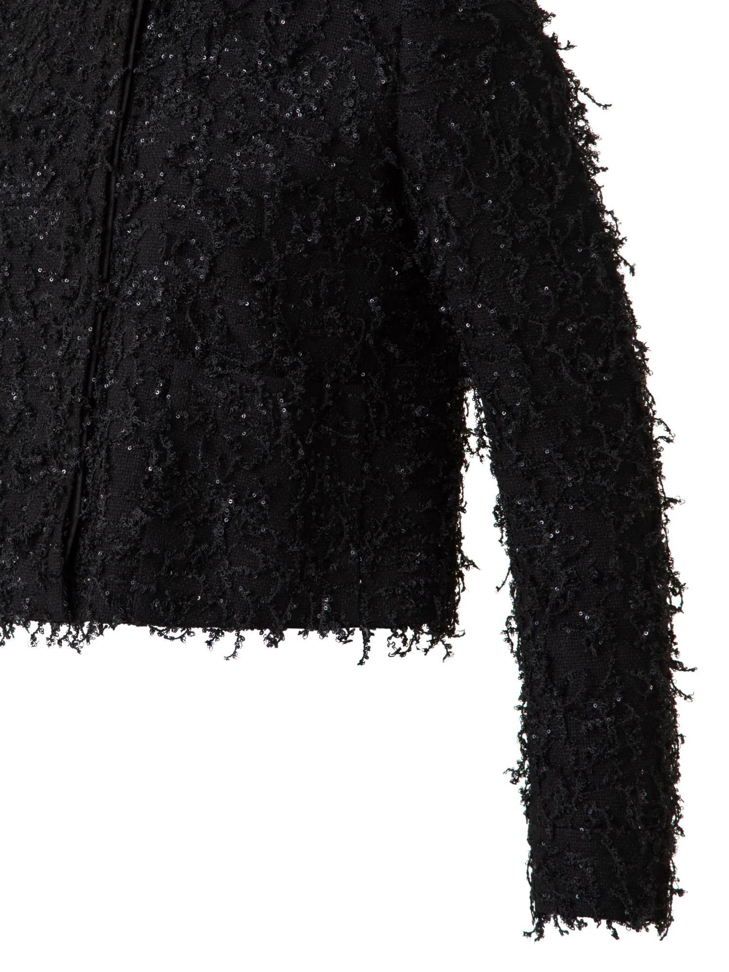 Short Jacket with Micro Sequins Fringed Bouclé - Image 3